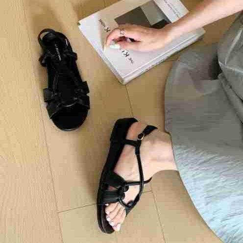 Spring French Niche Simple Hollow Cross With Platform Roman Shoes Women S Comfortable Versatile Silver Beautiful 35