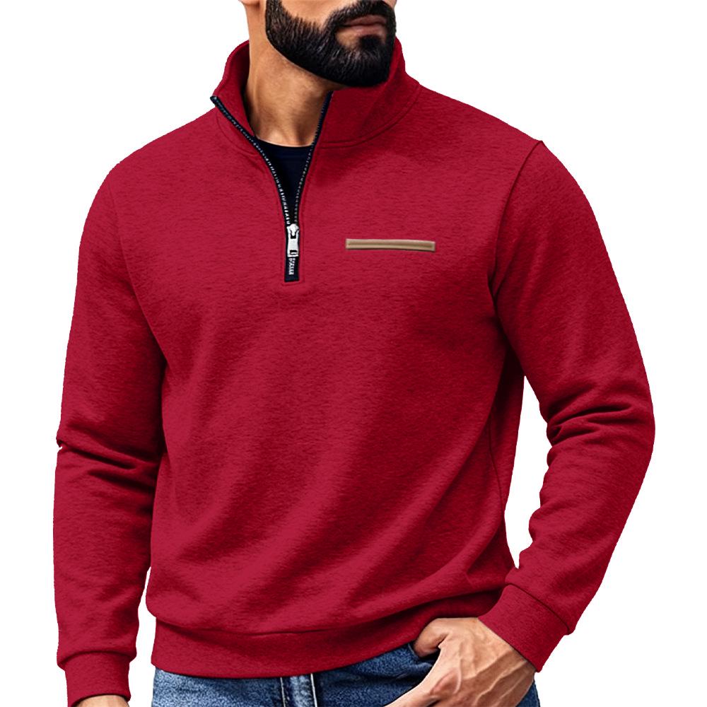 Men's Winter Heavyweight Half-Zip Fleece-Lined Hoodie: American Style, Loose Fit, Stand Collar, Outdoor Casual Warmth