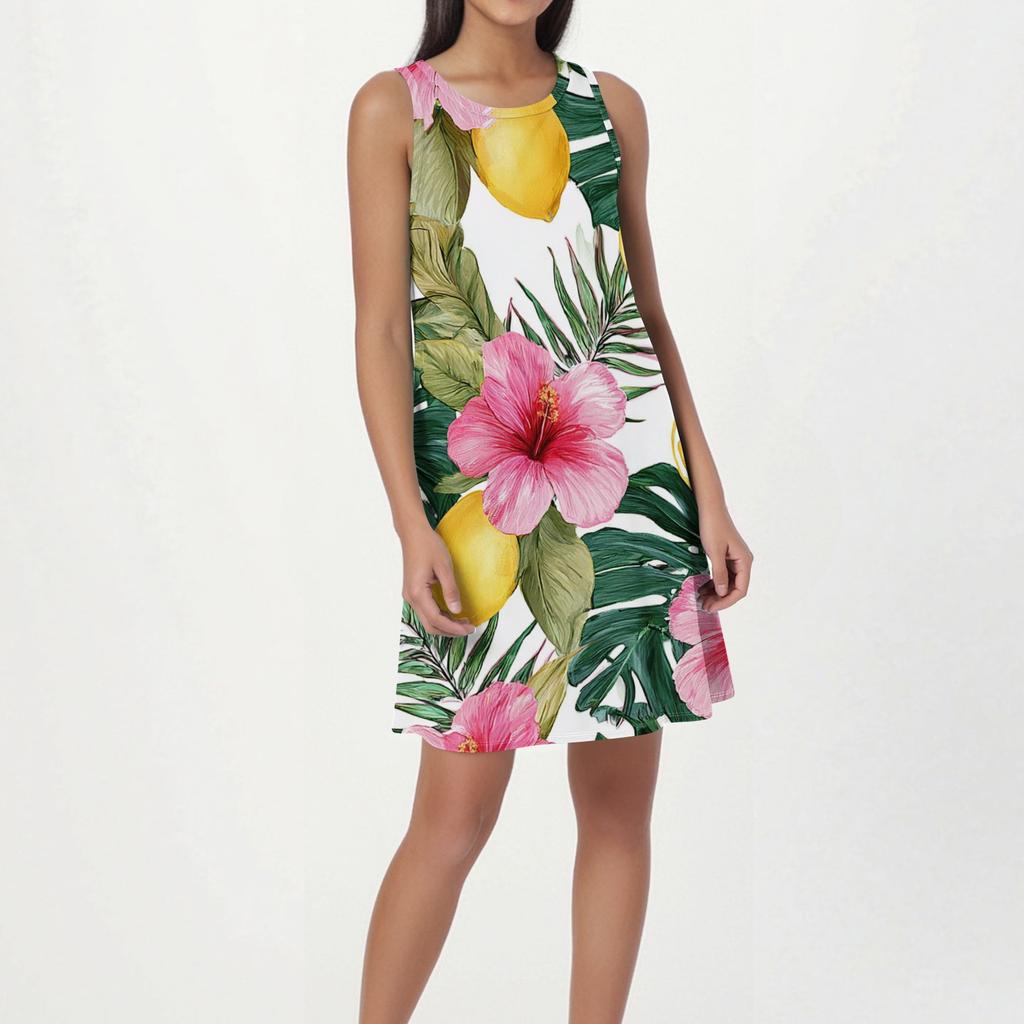 Summer Dresses for Women 2026 Sleeveless Floral Print Casual Loose Fit Summer Dress for Beach Sundresses for Women 2026 Style