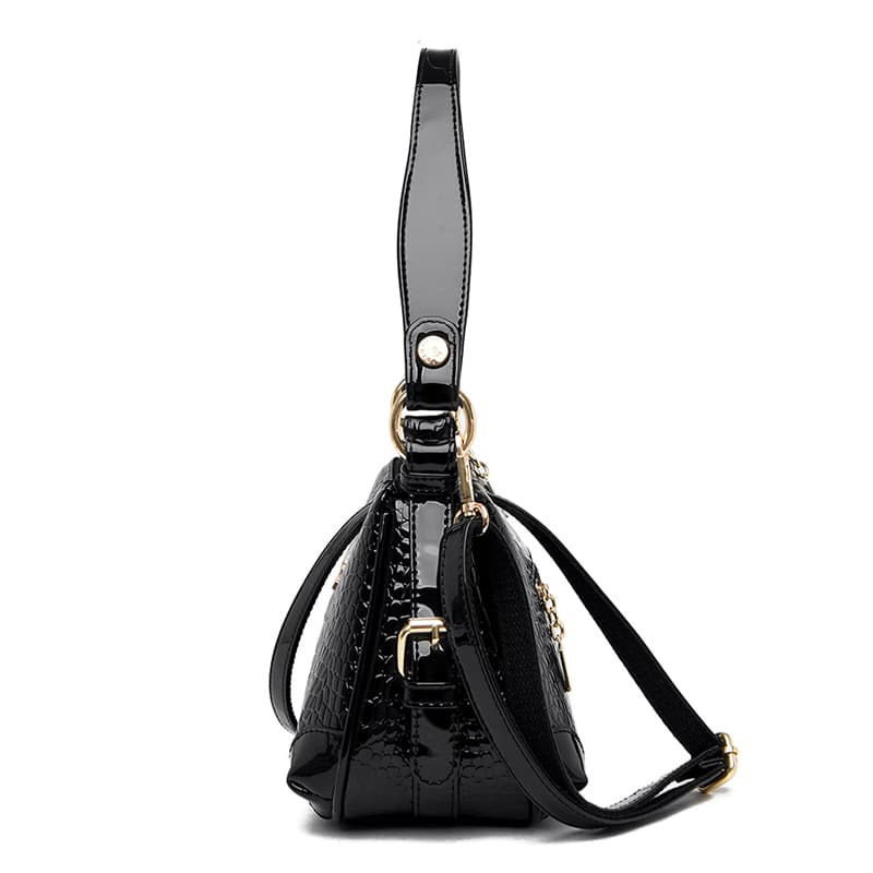 Crocodile pattern glossy shoulder bag women's messenger bag