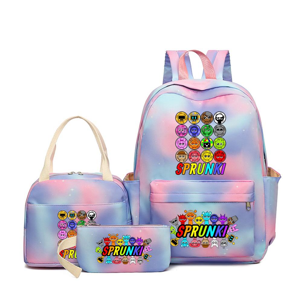 New Rhythm Box Heat Transfer Backpack Sprunki Music Game Primary and Secondary School Children's Schoolbag