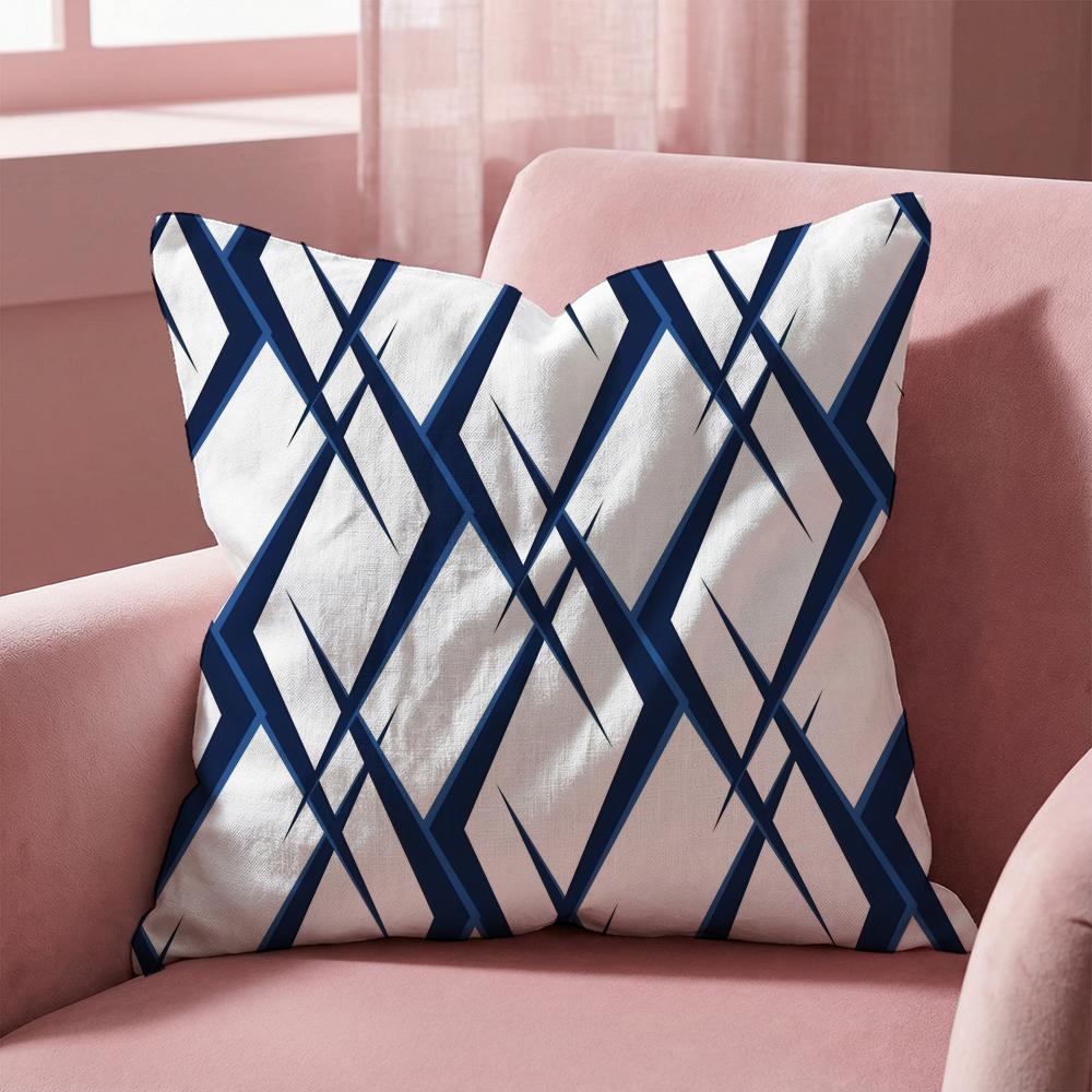 Geometric Ink Blue Cushion Cover Multi-Scene Pillow Cover for Home & Car - Reversible, Soft & Durable for Daily Use