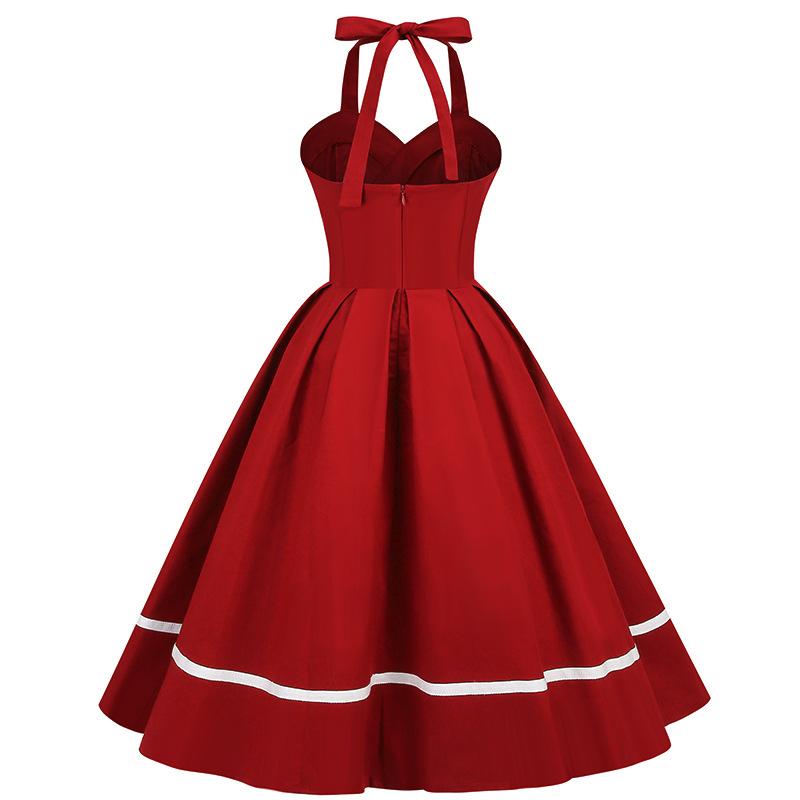 GMXIA Vintage patchworkové šaty bez rukávů s holínkami v pase a sukní Pompadour