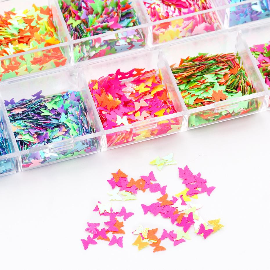 Nail Art Accessories 12 Colors Laser Symphony Butterfly Sequins Nail Decoration Sequins