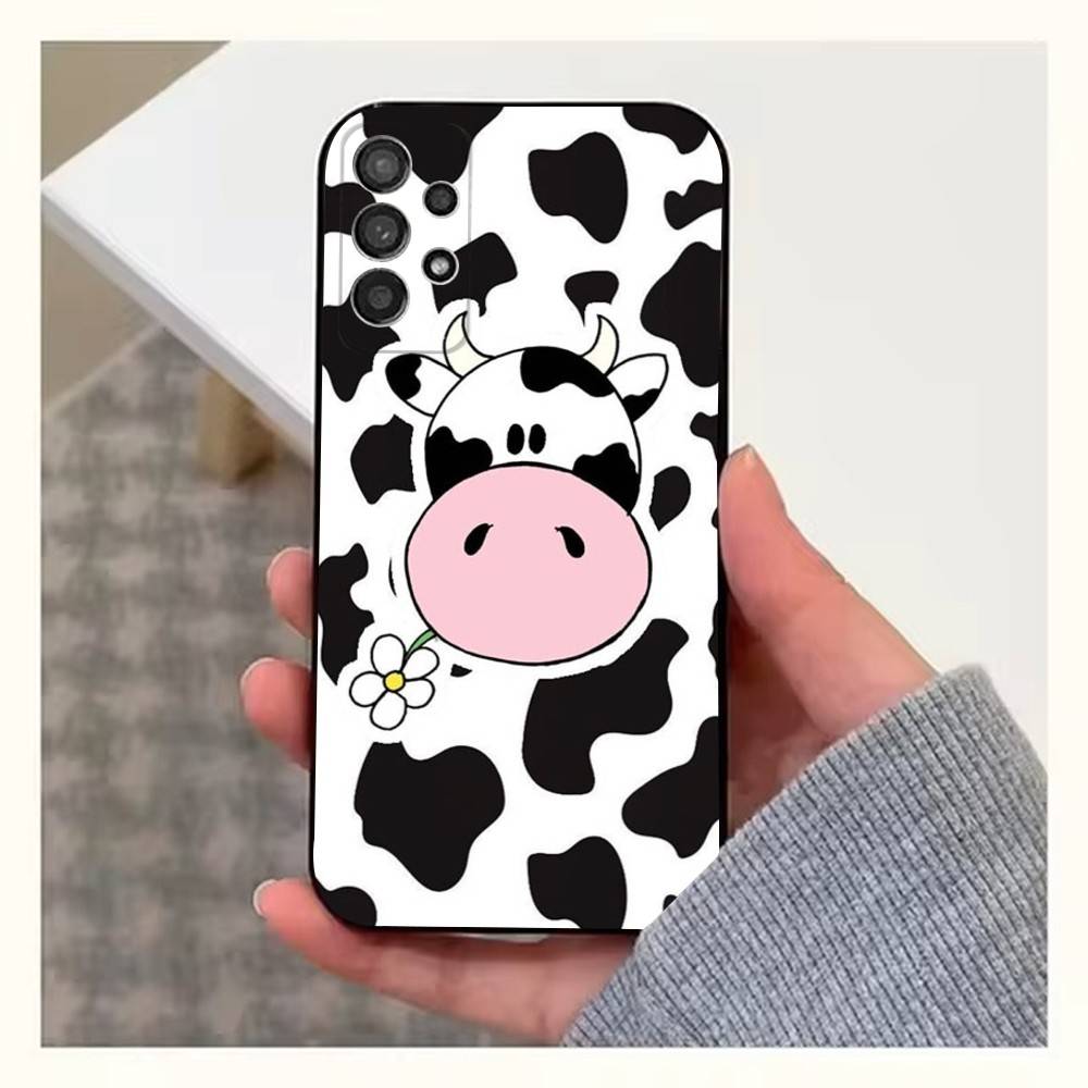 Cute Cow Print  Phone Case For Samsung S9,S10,S20,S10,S21,S25,S24,S23,Ultra,FE,Plus,Lite,Soft Silicone Black Cover