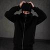 Autumn and Winter New Trend Fashion Solid Color Velvet Zipper Double Hat Sweatshirt Couple Harajuku Casual Wear