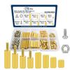 Brass Single and Double Pass Hexagonal Copper Column Set Cross Round Head Screw Nut Mixed 176Pcs Boxed Screw