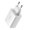Baseus Compact Quick Charger Network Charger, 3X USB, 17W (White)
