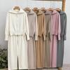 Damen Mode Langarm Doppelreißverschluss Pullover Cardigan Hose Sport Zweiteiler Lässiger Cardigan Anzug Damen