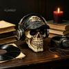 Durable Synthetic Resin Ornaments Hip-hop Headphone/Steampunk Skull Figurine, Skeleton Statue, Vintage Steampunk Style Statue Ornament for Haunted