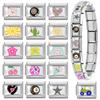 Y2K Colorful Charm Sun Leopard Heart Star Ball Fruit Flower Italian Charm Links Fit 9MM Stainless Steel Bracelet DIY Making Gift