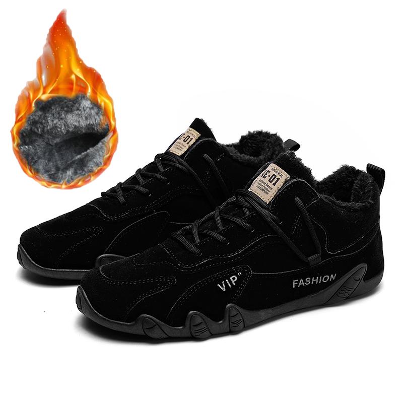 Зимние мужские высокие бархатные теплые и модные хлопковые ботинки больших размеров, зимние ботинки, рабочая одежда, защитная обувь 39 чёрный