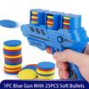 1Pc Foam Flying Saucer Guns Ejection Disc Toy With 25 Eva Soft Bullets Toy Gun Kids Summer Outdoor Games Interactive Sport Toys