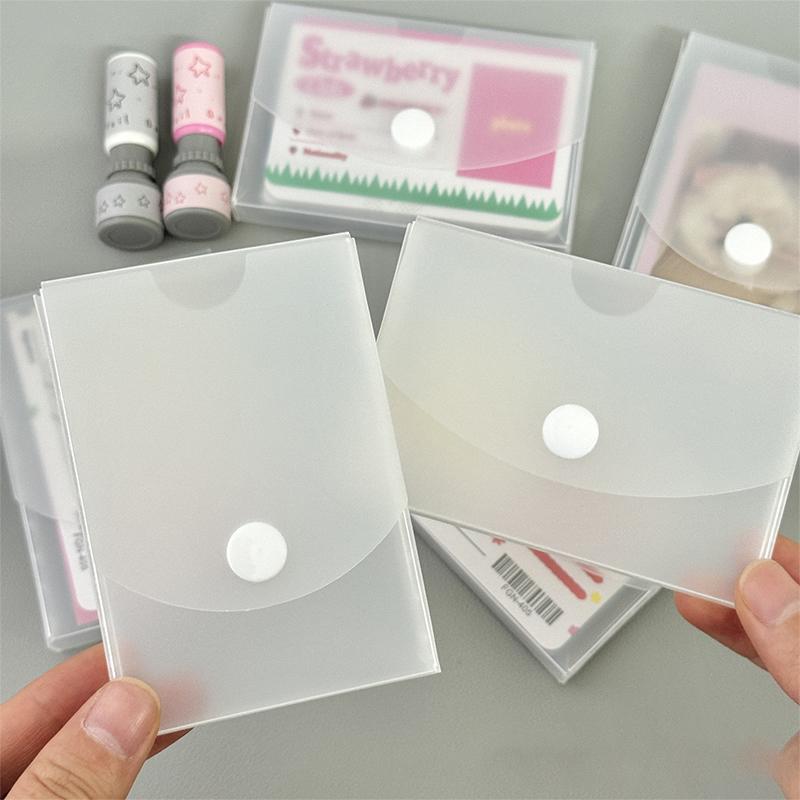 2Pcs Translucent Frosted Button Storage Box Portable Pocket Album Case Container Dustproof Kpop Idol Photo Card Organizer