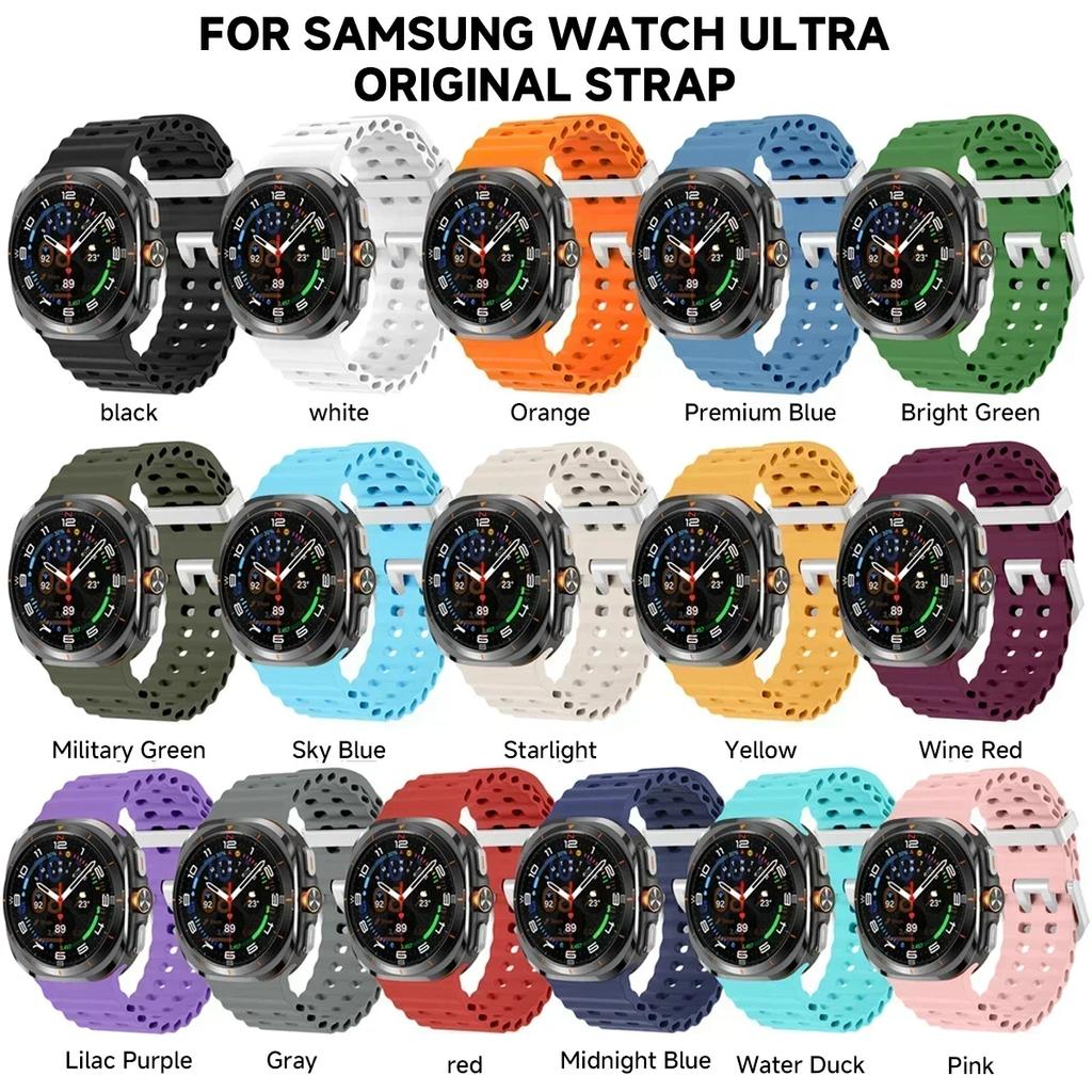 NEW Marine Silicone Strap For Samsung Watch 7 Ultra 47mm Bracelet No Gaps Sport Two-tone Band for Galaxy Ultra Watchband Straps