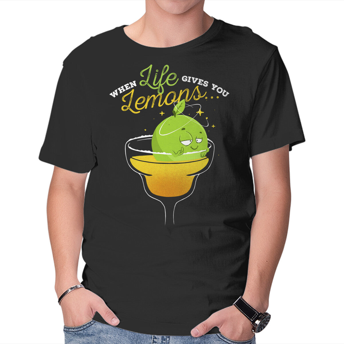 Unisex Crew Neck T-Shirt When Life Gives You Lemons Graphic Short Sleeve Casual Tee XXXL