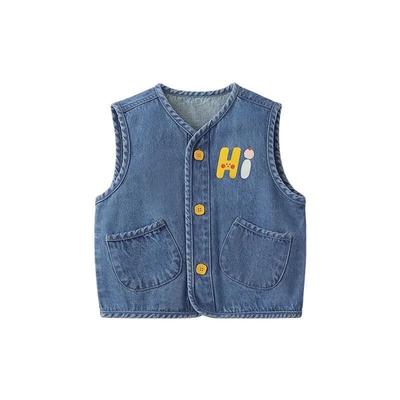 Gilet da bambino Primavera e Autunno Sottile Gilet in denim da ragazzo Capo spalla Gilet da neonato Giacca senza maniche