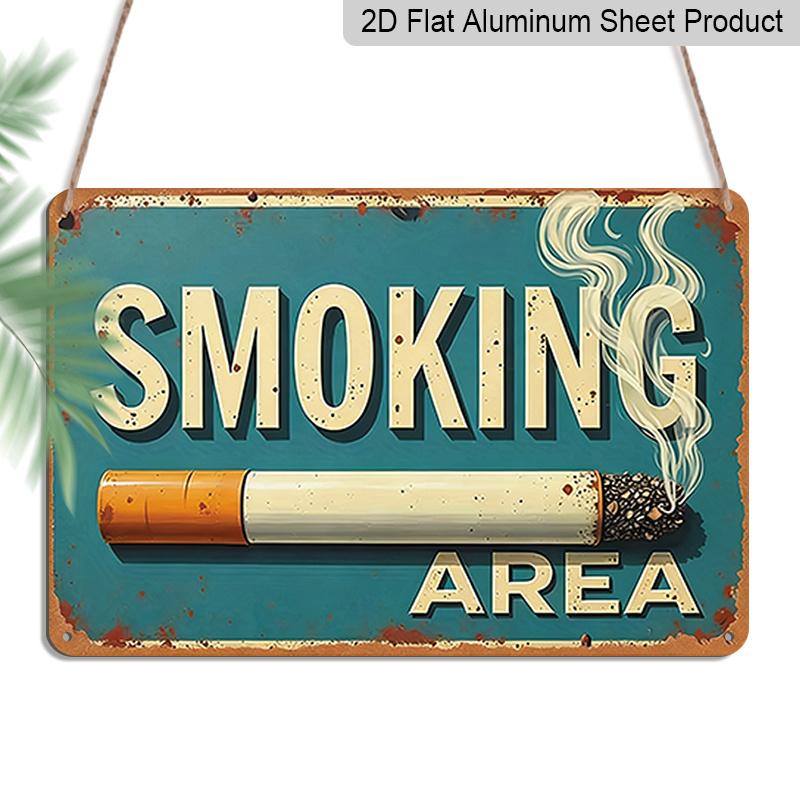 

2D Flat 1pc Vintage Metal Sign for Smoking Area, Measuring 12X8 Inches - Features Rustic Teal Wall Art with A Distressed Look and Smoke Graphic 20*30cm
