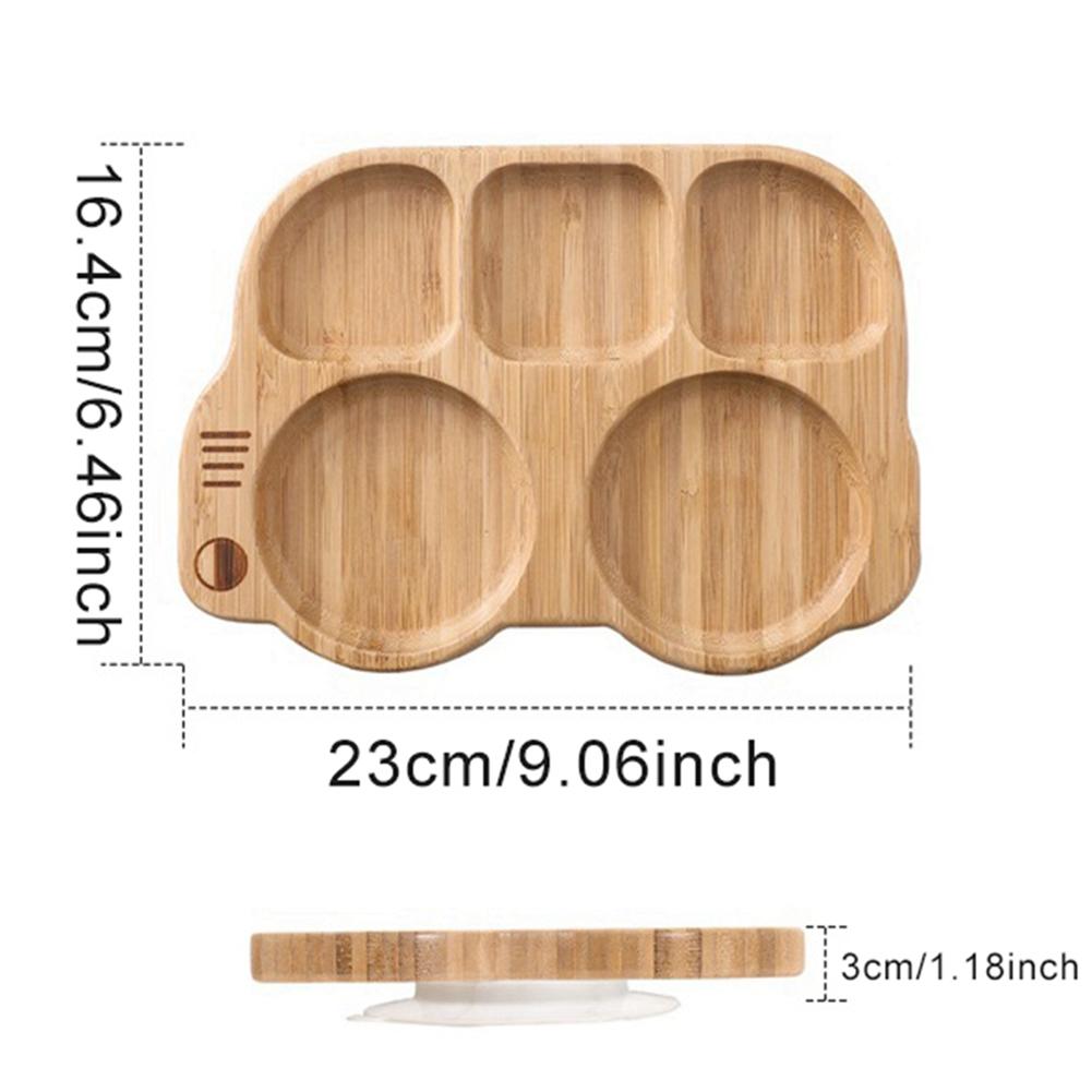 Creative Wood Color Bamboo Compartmentalized Dinner Plate Food Tray