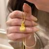 Chinese Style Antique Gold Diamond Lucky Money Bag Pendant Necklace Women Delicate Filigree Collarbone Jewelry Gift