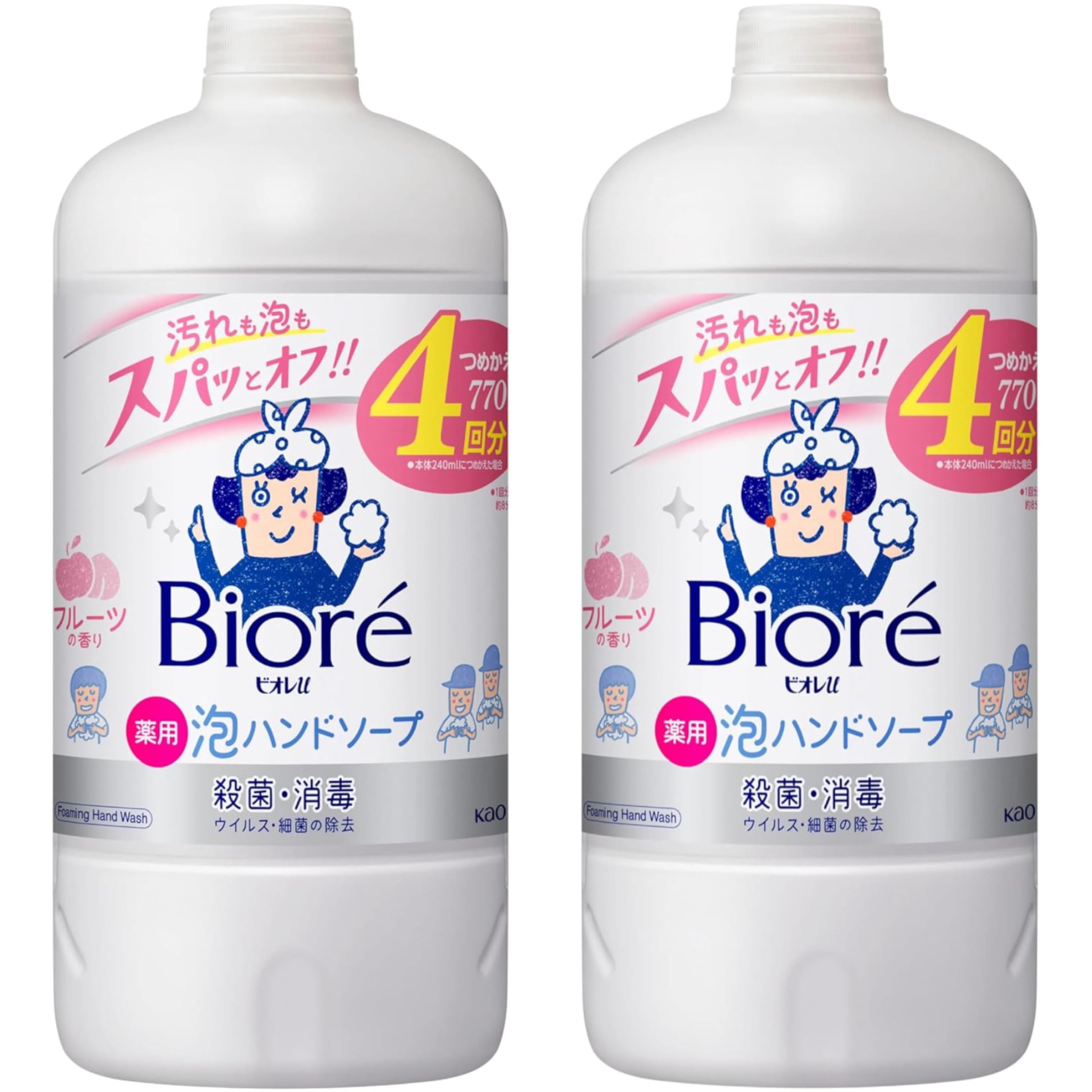 

set of Biore U Foam Hand Soap Fruit Scent Refill 770ml x 2 [Large capacity, 2]