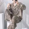 Cotton and silk suit spring and summer long-sleeved cardigan loungewear sweet wind floral pajamas women's spring and autumn thin pajamas can be worn 