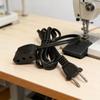 Sewing Machine Replacement Power Cable with 2-Prong Plug, Molded Connector, Black Cord for 15 66 99 201 221 301 Sewing Machine Maintenance