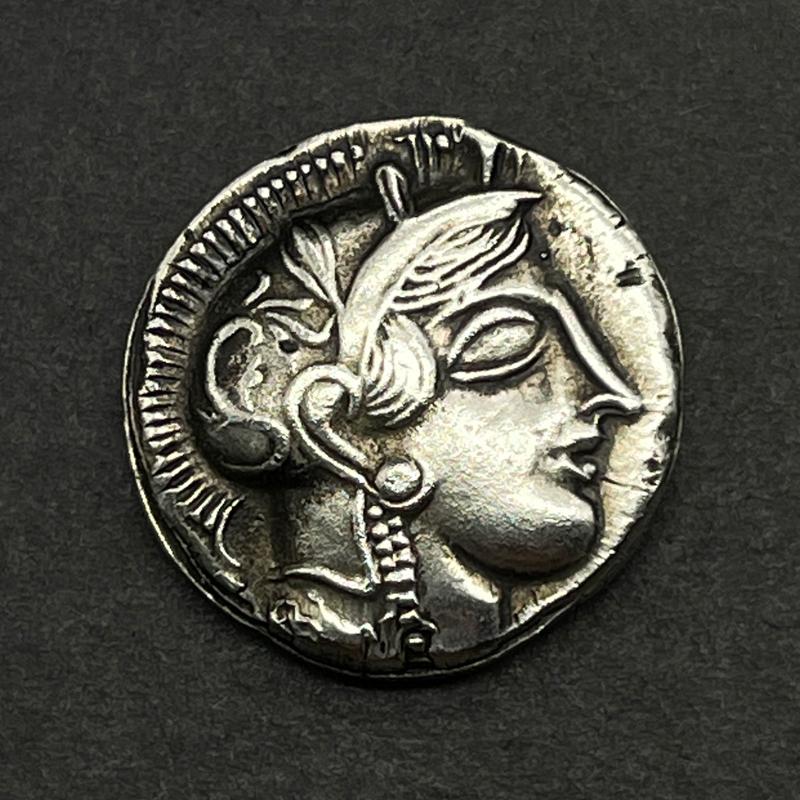 Recarved Greek Silver Plated Coin The Goddess Of Wisdom Athena Necklace Owl Ancient Athens Silver Coin Pendant Aquarius Patron