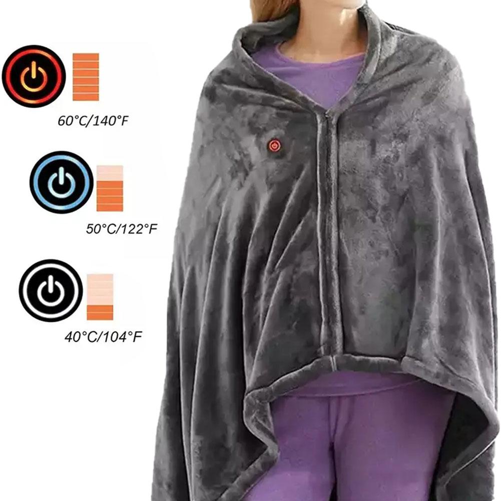 USB Electric Heating Blanket Heated Warm Shawl Flannel Throw Blanket Adjustable Blanket Heated L9A4
