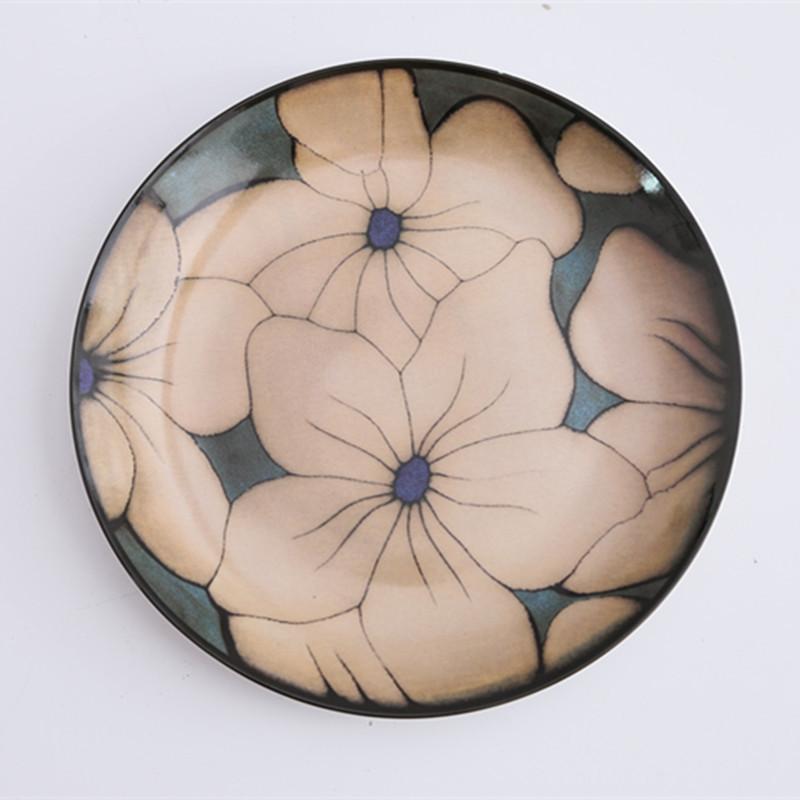 Vintage Ceramic Flower 8-inch Plate Wall Decorative Plate Mysterious Face Plate Decoration Stentless Livingroom Home Decor