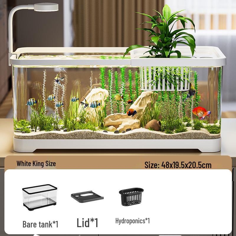 Acvariu cu Capac - Acvariu Transparent de Birou pentru Pești Aurii și Broaște Țestoase, Perfect pentru Decorul Casei sau al Camerei de Zi.