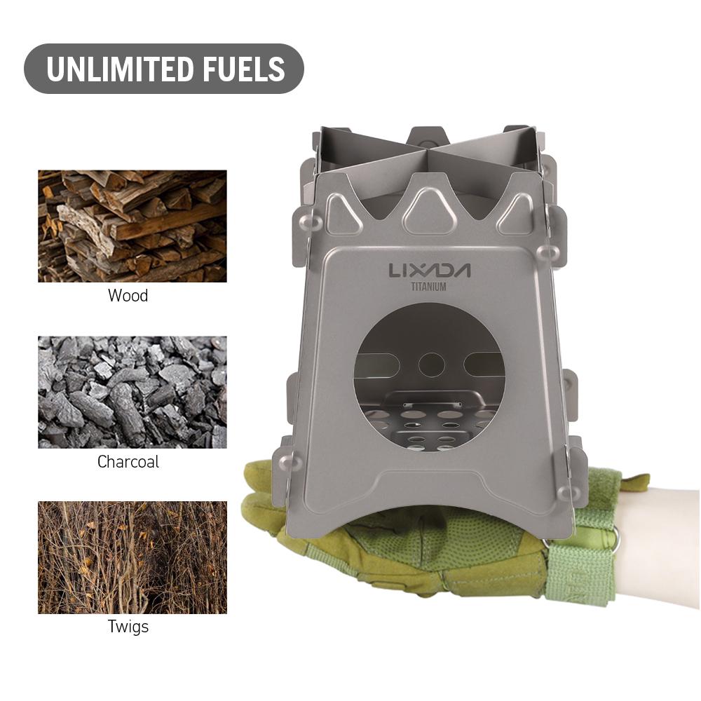 Lixada Кемпинг Титановая дровяная печь Портативная складная дровяная походная печь — фото 7