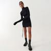 Langarm Rippen Geraffte Bandage Sexy Mini Kleid Herbst Winter Frauen High Neck Gestrickte Reine Party Elegante Outfits