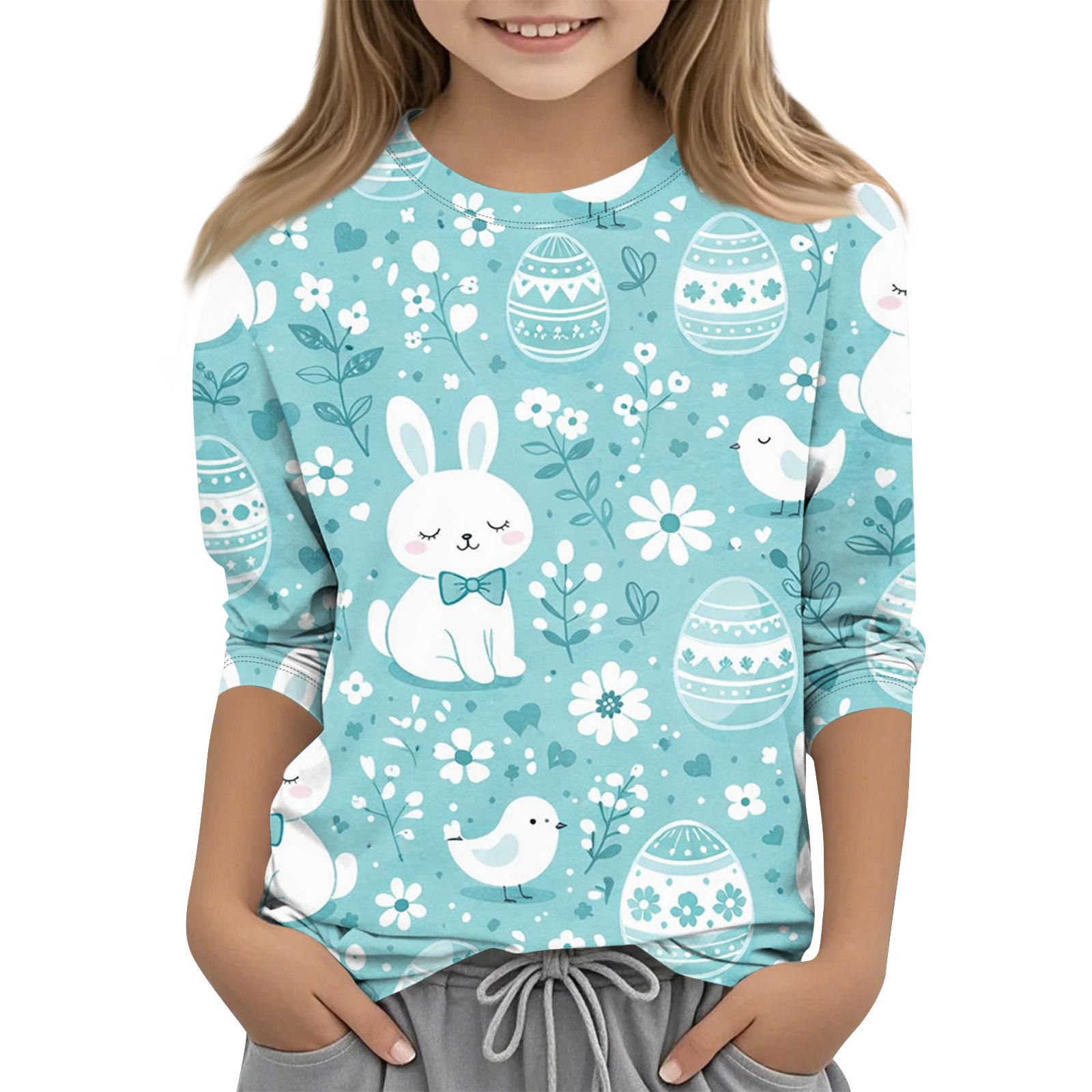 

Детская повседневная футболка с пасхальным принтом, круглая горловина, рукав три четверти 130
