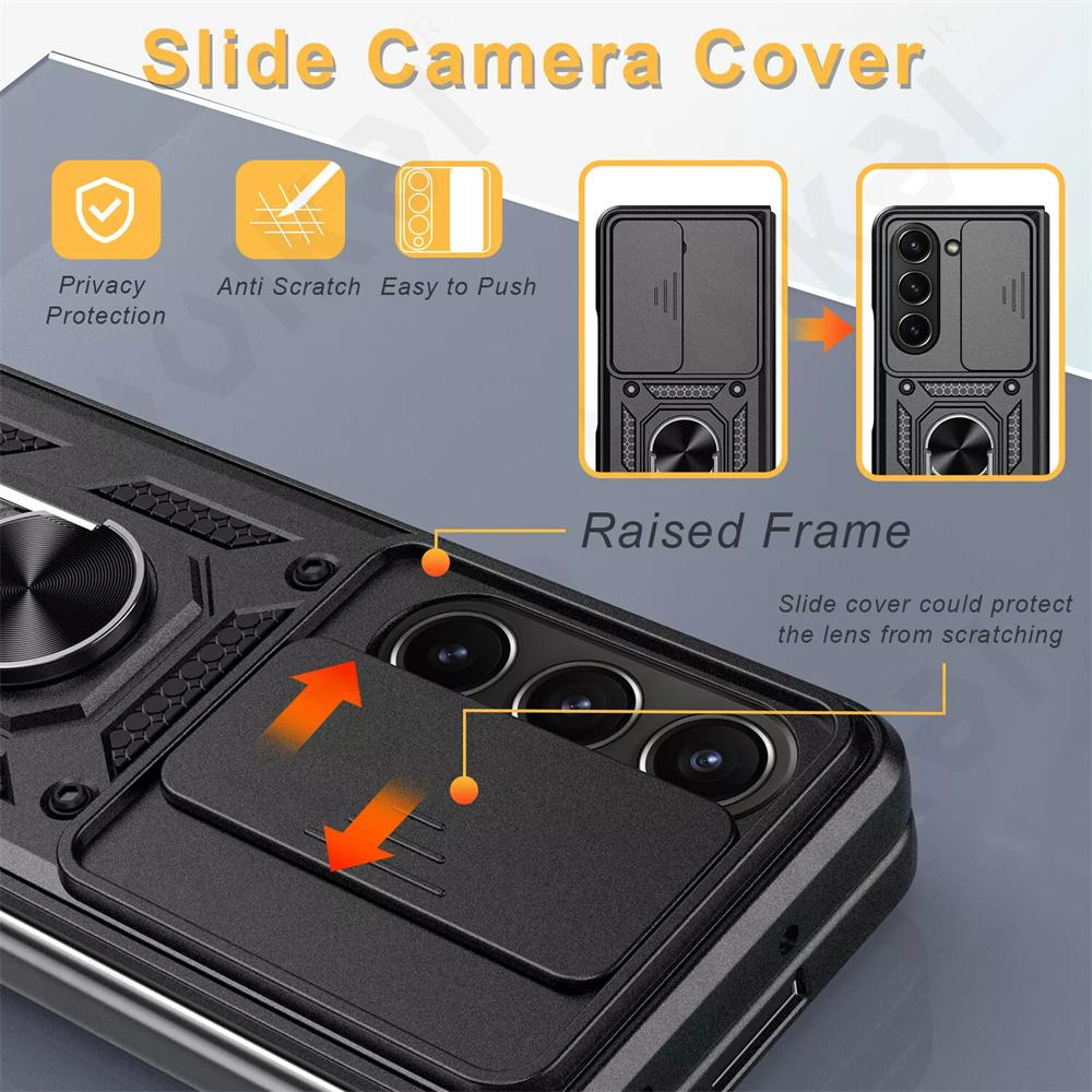 Case for Samsung Galaxy Z Fold 6 5 4 5G Ring Holder Kickstand Camera Protection Bumper Support Magnetic Car Mount Coque Cover