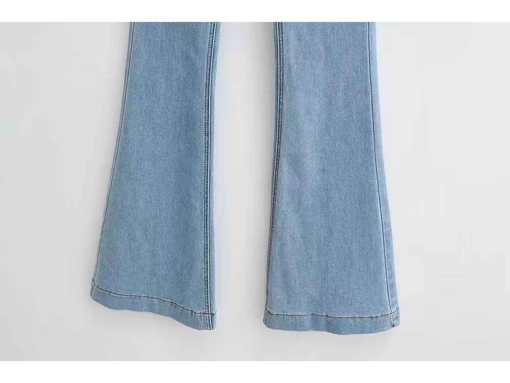 Korean Spicy Girl High Waist Flared Jeans: 2024 Spring/Autumn Elastic Slimming Skinny Trousers