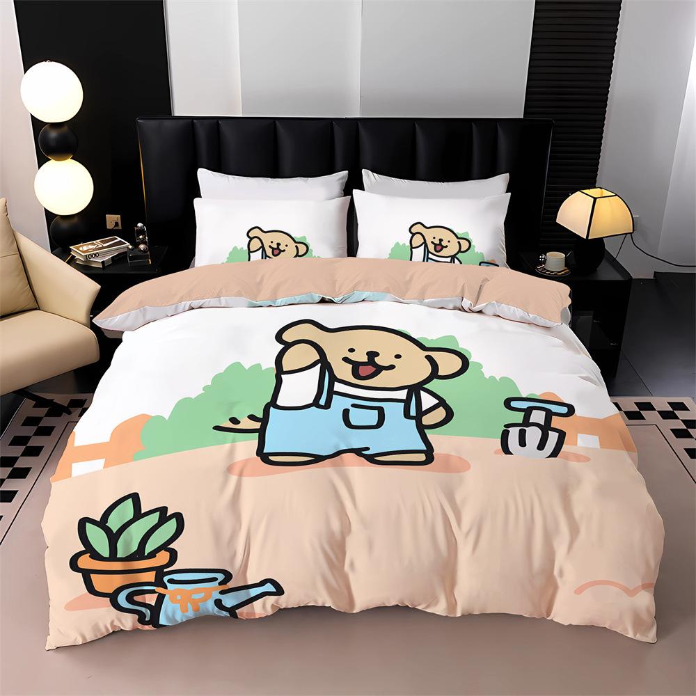 Comforter New Cartoon Puppy Bedding Set 3D Digital Printed Pug Anime Kids Adult Size