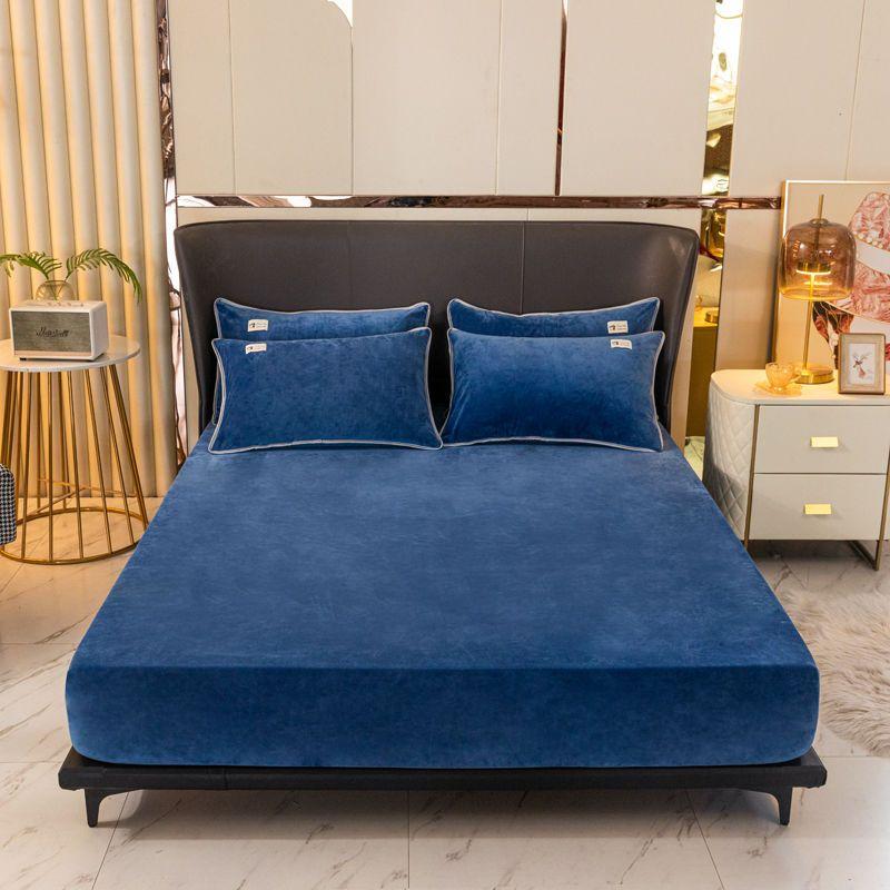 Warm Plush Fitted Sheet Elastic Mattress Cover Velvet Bed Cover Full Set Winter Soft Family Double Bed Bedding 120/150/180x200cm