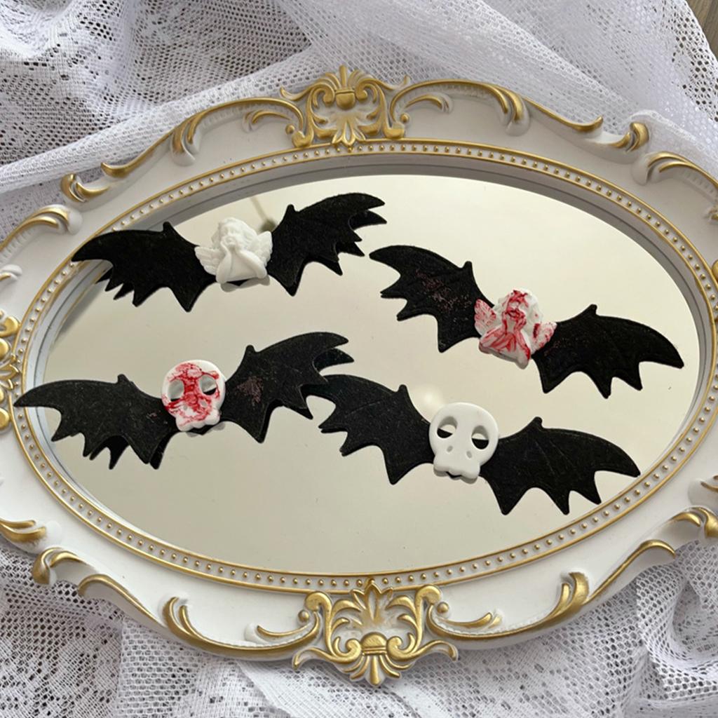 Punk Angel Bat Hair Clips Halloween Hair Barrette Lolita Skull Bat Duckbill Clip