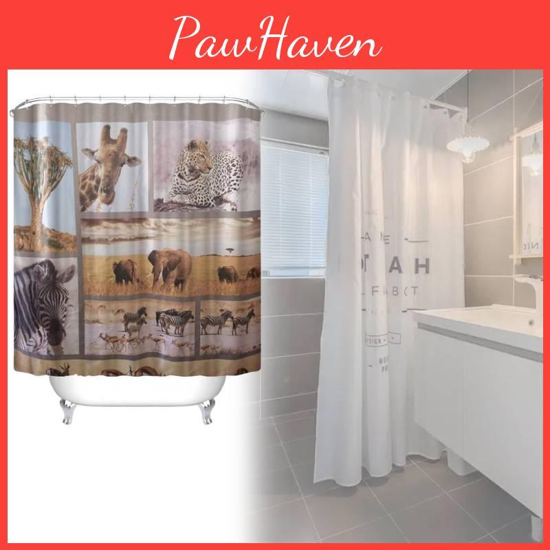 Waterproof Peva Bathroom Curtain Animal Design Long Giraffe Zebra For Living Space