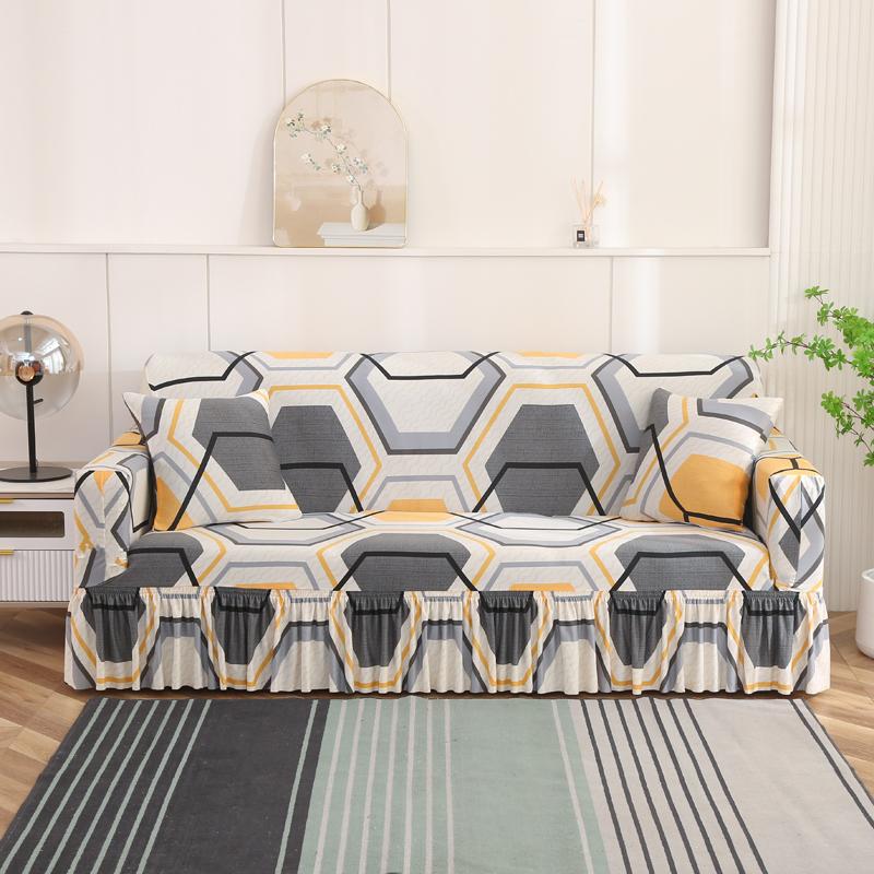 1/2/3/4 seater sofa Couch Cover with Skirt Durable Washable High Elastic Stretchable Easy Fit Universal Furniture Protector