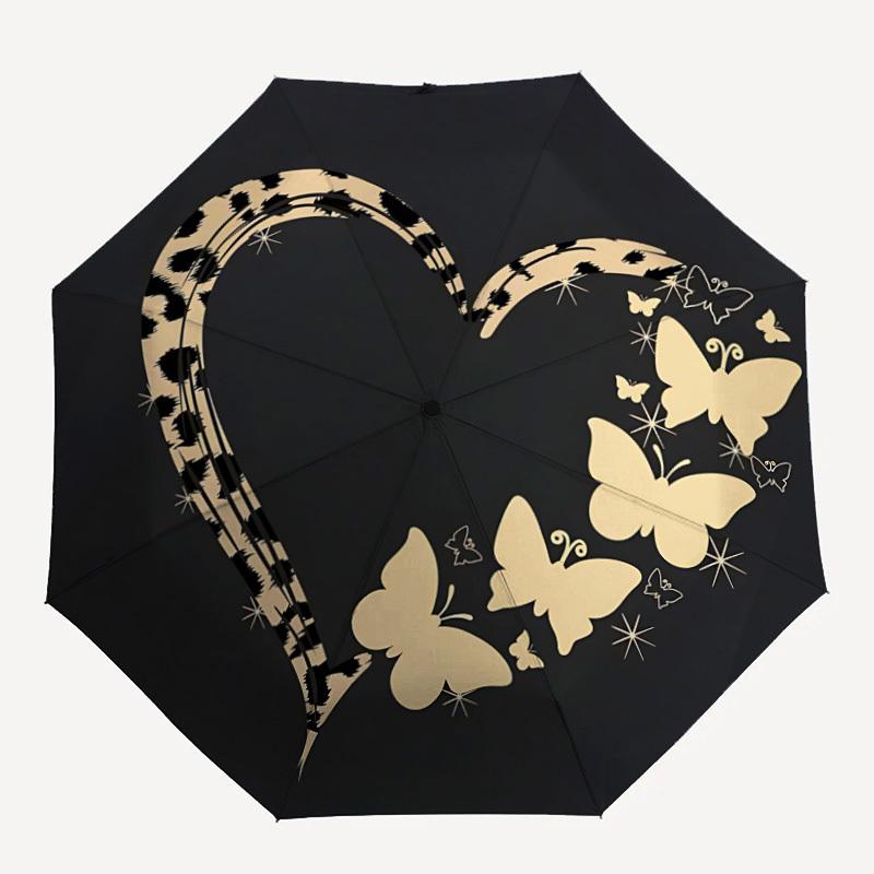 1pc Heart Butterflies Automatic Open/Close Umbrella Compact Folding Umbrella, All-Season Portable Umbrella for Women/Men162