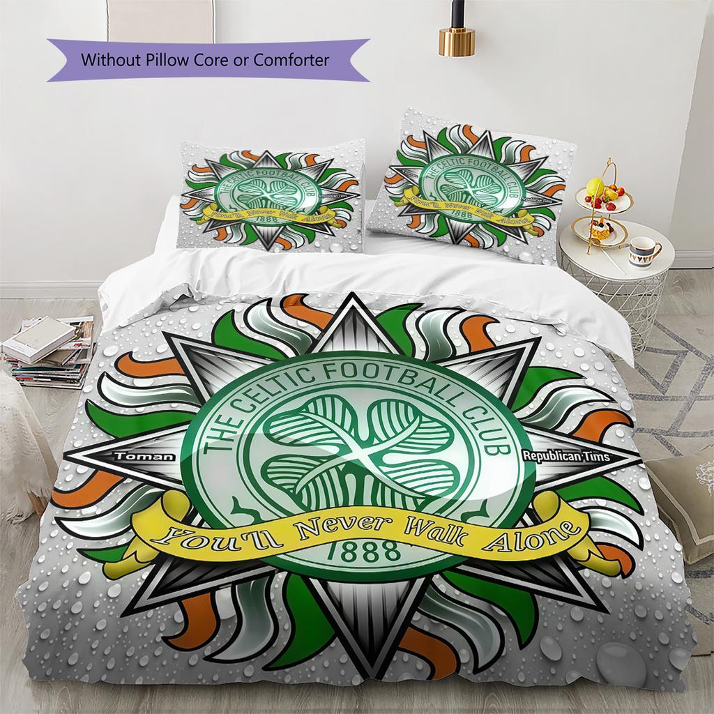 Celtic Football Club Bedding Quilt Set Quilt Cover Pillowcase Home Decoration Birthday Gift (1 * Duvet Cover + 2 * Pillowcase, Without Core)