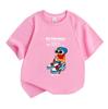 Kids Boys Girls 100% Cotton Crew Neck Short Sleeve T-Shirt, Cool Cartoon Bear With Sunglasses Beanie Sneakers Print Casual Tees for 5-15 Years Old