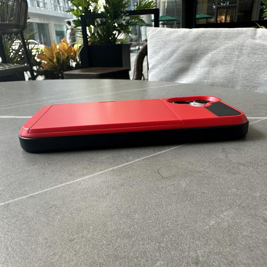 For iPhone 16 Case with Sliding Card Holder PC+TPU Phone Back Cover