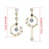 1Pair Exquisite Pearl Moon Asymmetric Drop Earrings  Blue  Pendant Earrings Cute Girl Party Wedding Jewelry