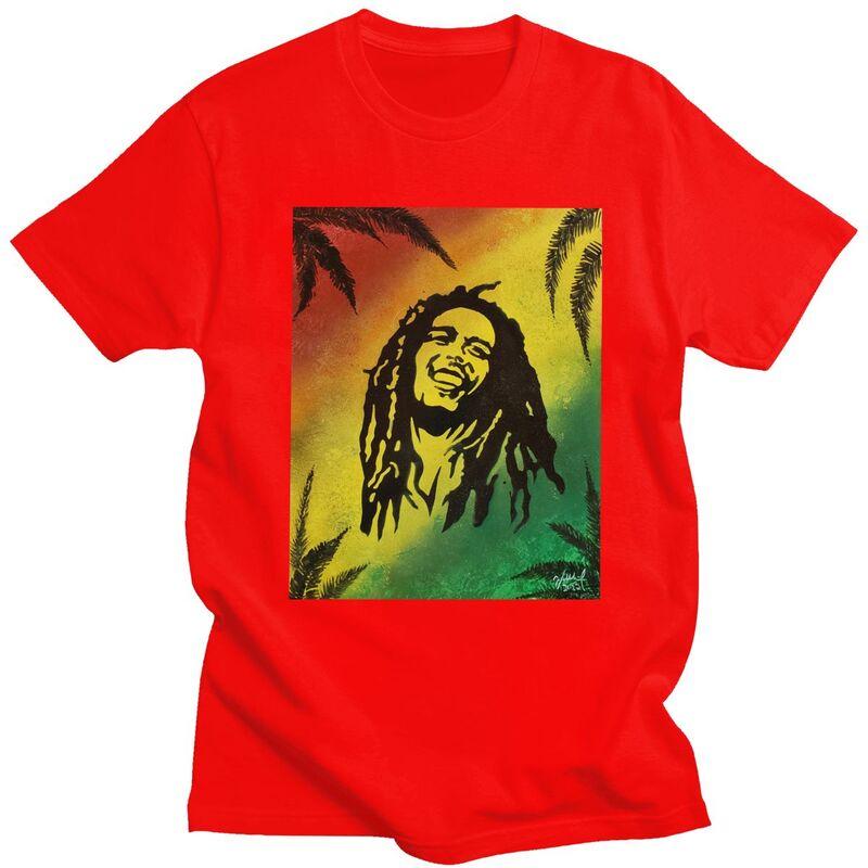 Custom Jamaica Reggae Rock Bob Marley T Shirts for Men 100 Cotton Tee Tops Tshirt Casual Tshirt Clothes