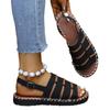 Large Size New Sandals Women's Large Size One-word Buckle Belt Comfortable Flat Heel Women's Sandals