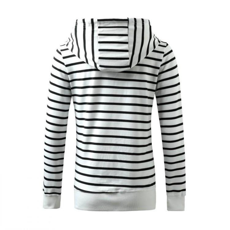 Striped Hooded Sweatshirt for Women Long Sleeve with Pocket and Zipper Drawstring