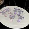 Elegant French Cubic Zirconia Bow Earrings and Necklace Set